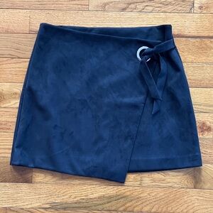 Loft - Navy Blue Faux Suede Wrap Skirt - 14